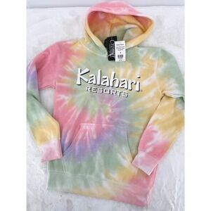 Kalahari Resorts Hoodie Youth Medium Rainbow Tie Dye Pullover NWT
